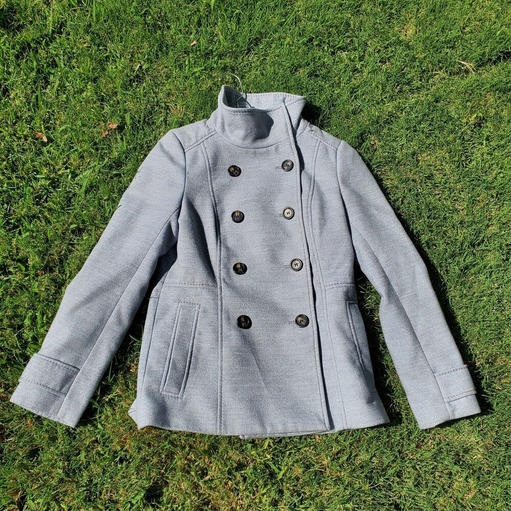 H&M Pea Coat Womens Overcoat Gray Warm Winter Size 8